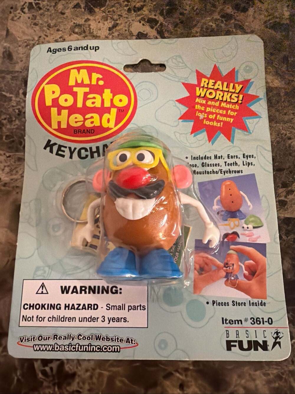Vintage 1997 Mr. Potato Head Keychain by Basic Fun, New Sealed on Card